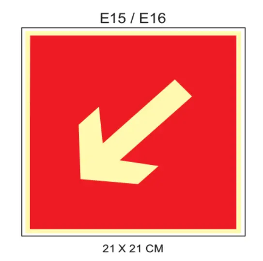Placa Fotoluminescente Seta Direcional E15 / E16