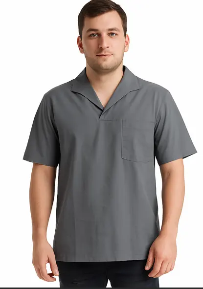 Uniforme Personalizado | Camisa Profissional em Brim I Manga Curta I Gola Italiana