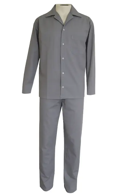 Uniforme Personalizado | Conjunto em Brim – Calça Cós Elástico e Camisa Aberta Manga Longa