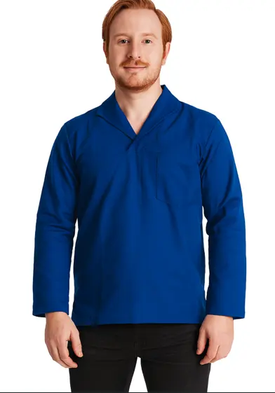 Uniforme Personalizado | Camisa Profissional em Brim I Manga Longa I Gola Italiana