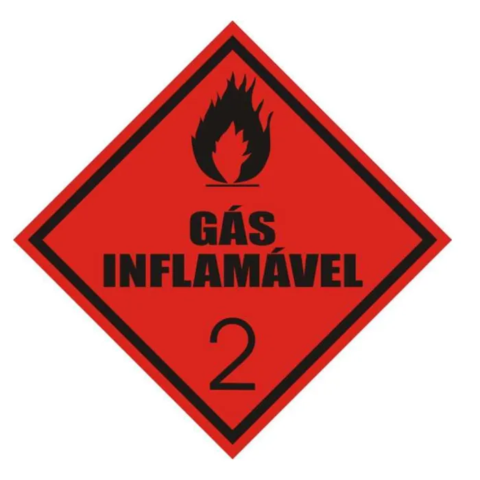 Placa de Sinalização Classe 2.1 – Gás Inflamável | 25×25 cm