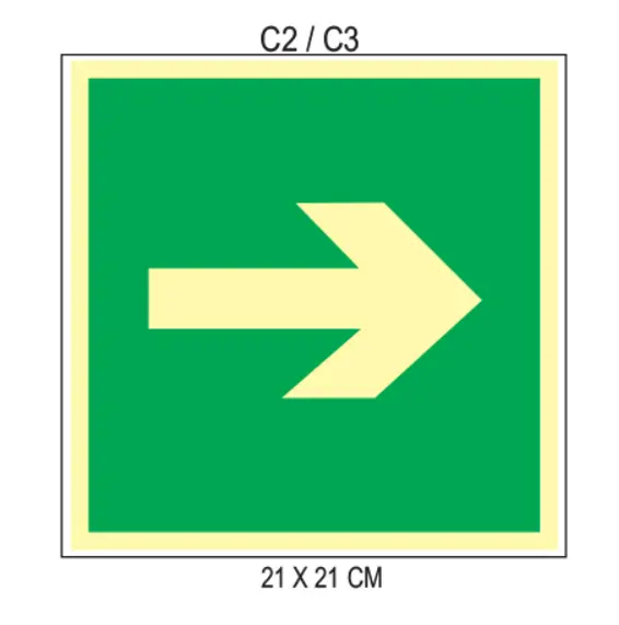 Placa Fotoluminescente com Seta Direcional C2/C3