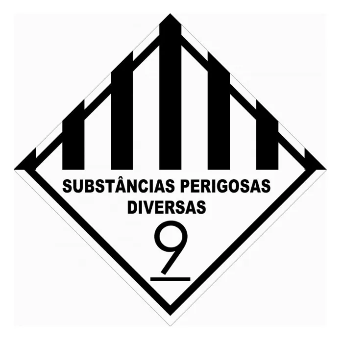 Placa de Sinalização Classe 9 – Substâncias Perigosas Diversas | 25×25 cm