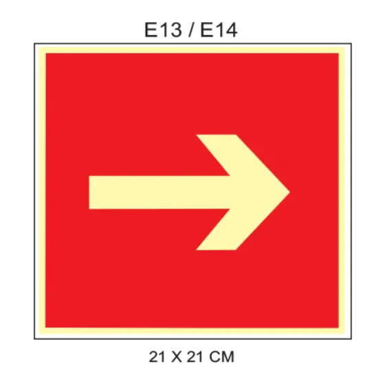Placa Fotoluminescente Seta Direcional E13 / E14