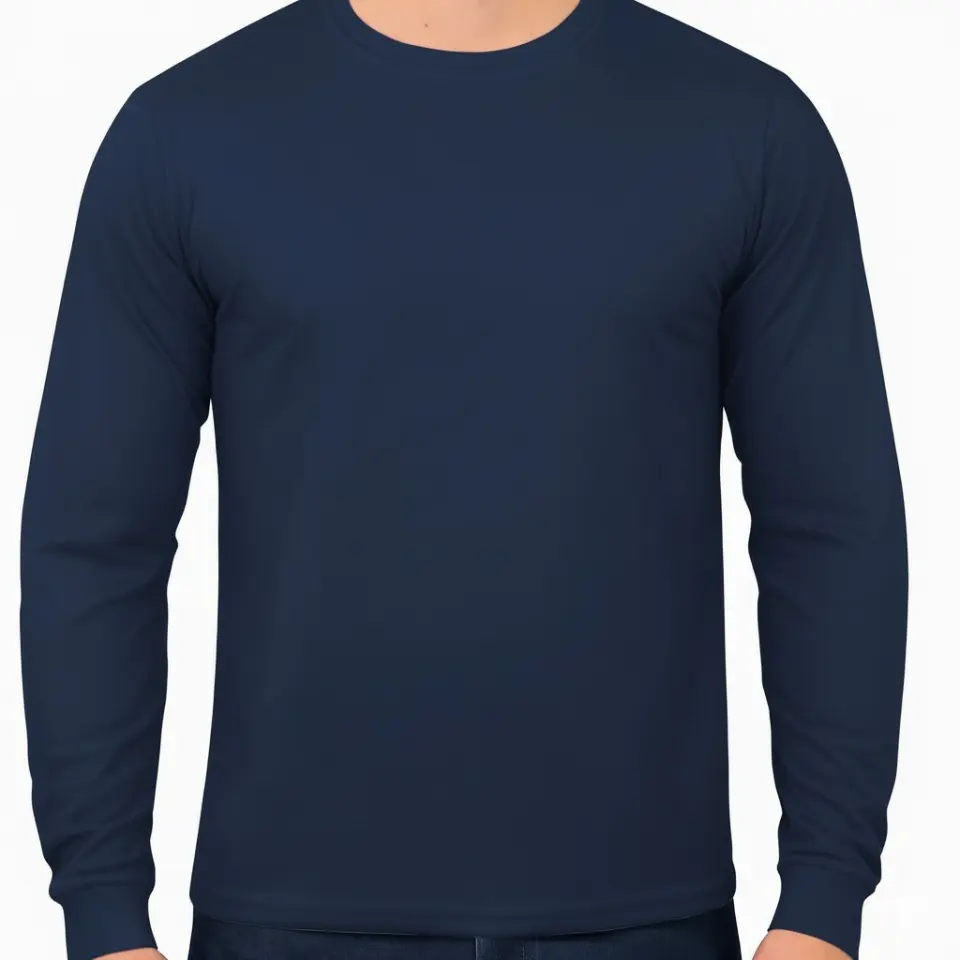 Camiseta de Malha Fria | Manga Longa | Azul Marinho